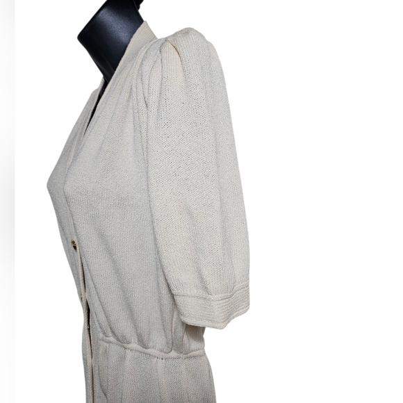 80s St. John Cream Sweater Knit Dress W Belt 6 - Picture 12 of 14